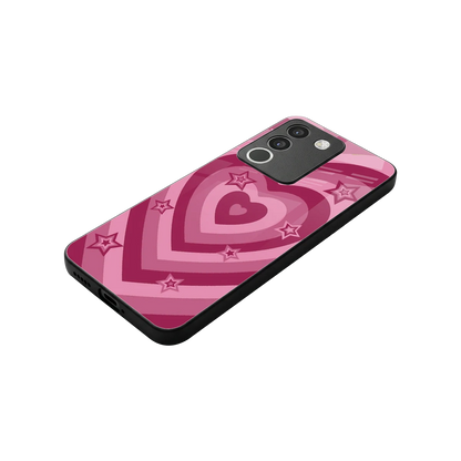 Y2K Pink Hearts X Stars stylish phone case for vivo y200 5g | glossy glass and slim fit