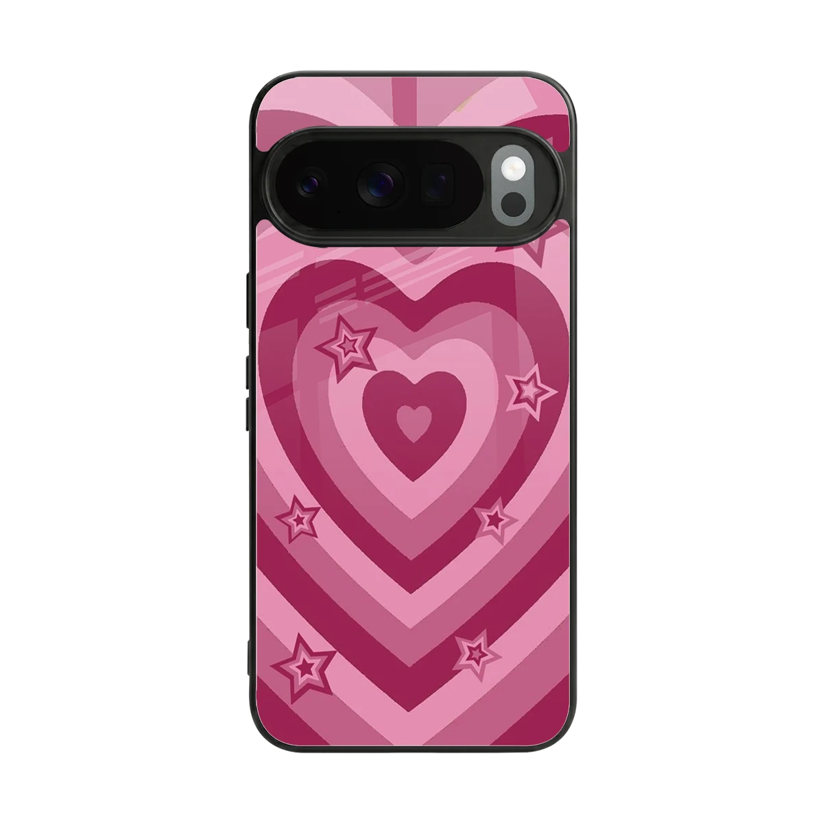 Y2K Pink Hearts X Stars back phone cover | glass case for google pixel 10 pro