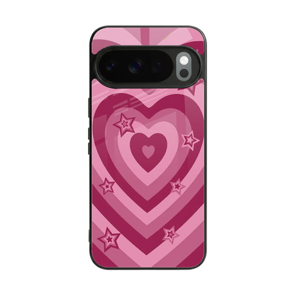 Y2K Pink Hearts X Stars back phone cover | glass case for google pixel 10 pro