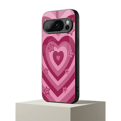 Y2K Pink Hearts X Stars google pixel 10 pro mobile cover | shockproof glass phone case