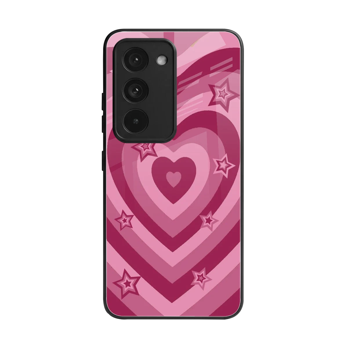 Y2K Pink Hearts X Stars back phone cover | glass case for redmi 15 5g
