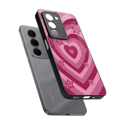 Y2K Pink Hearts X Stars sleek redmi 15 5g cover with tempered glass back and TPU edges