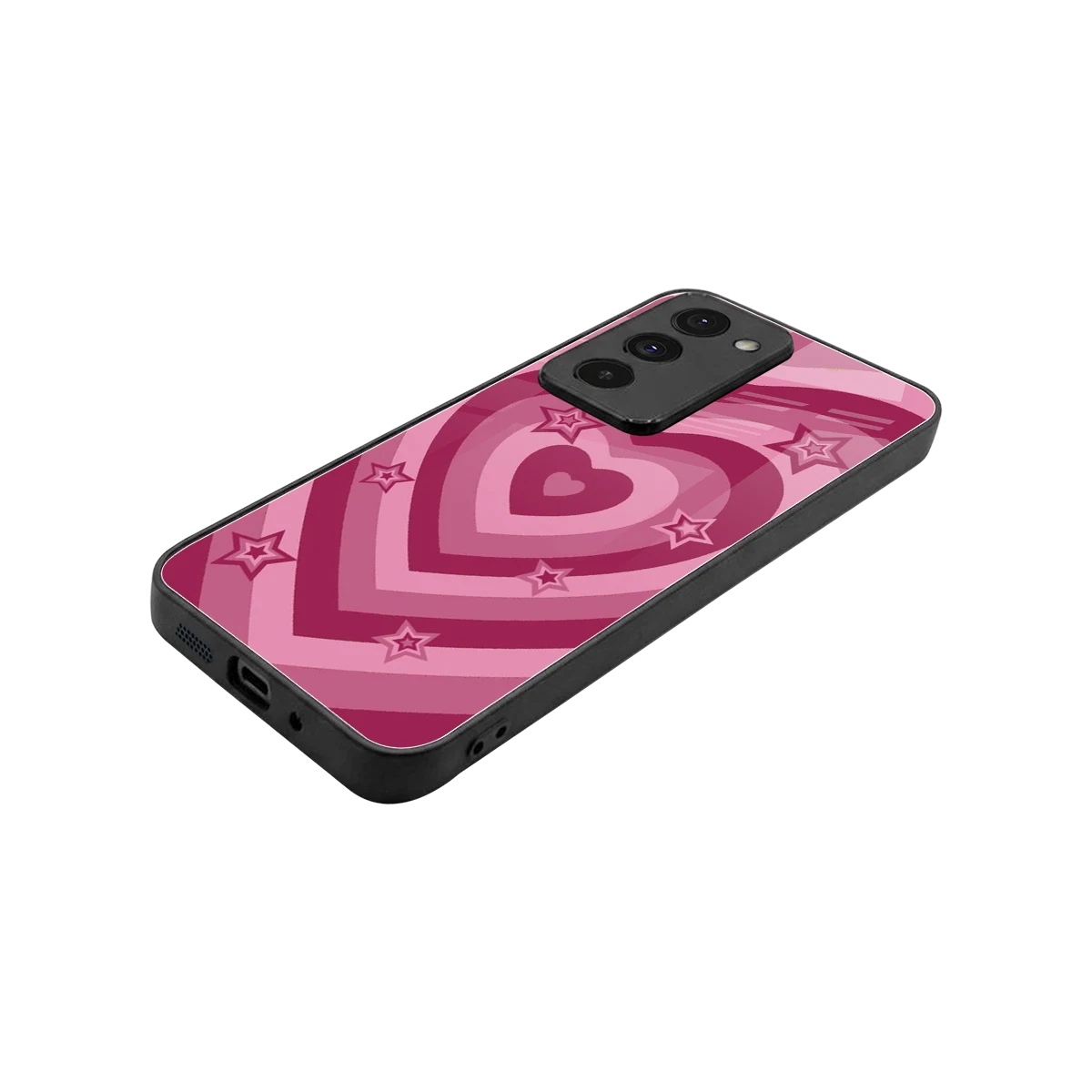 Y2K Pink Hearts X Stars stylish phone case for redmi 15 5g | glossy glass and slim fit