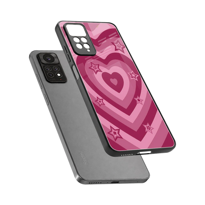 Y2K Pink Hearts X Stars sleek redmi note 11 pro cover with tempered glass back and TPU edges