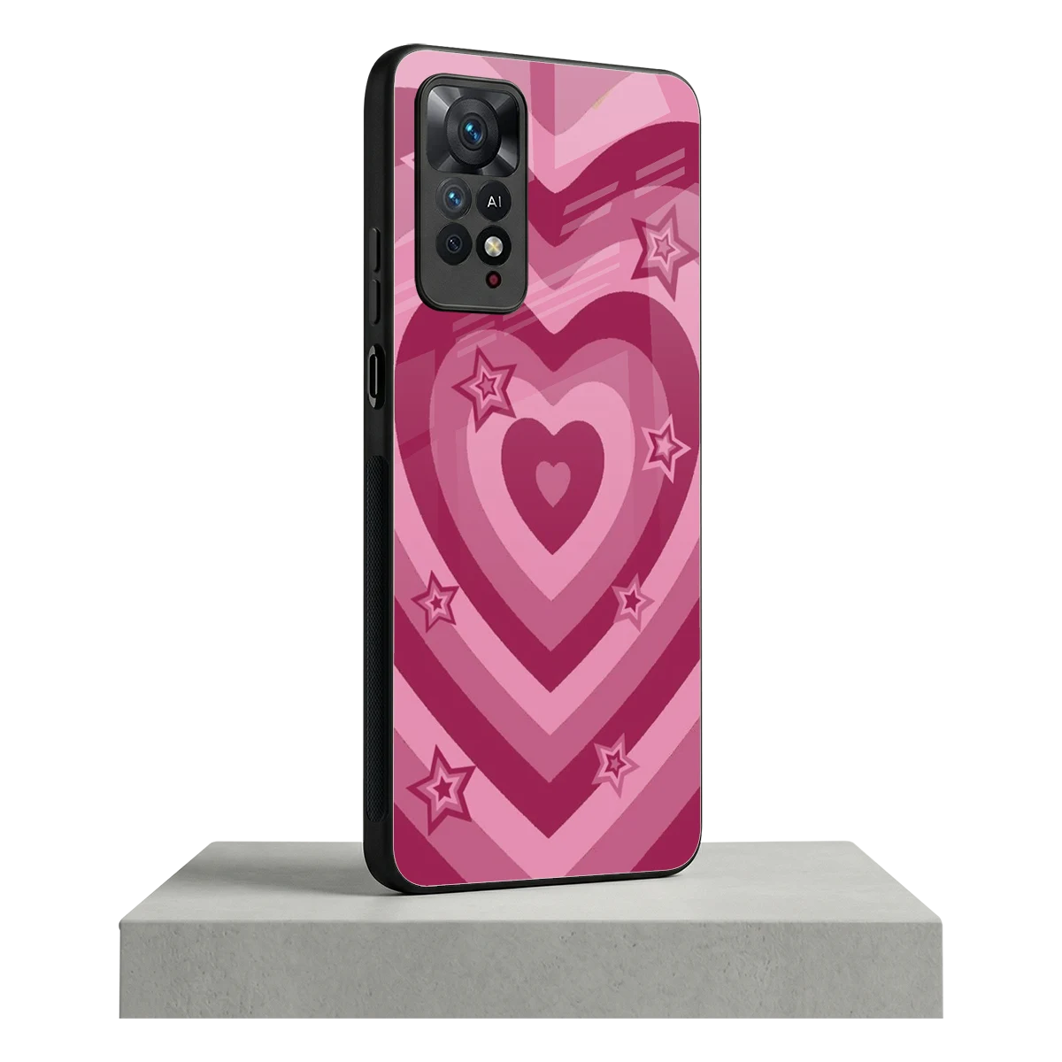 Y2K Pink Hearts X Stars redmi note 11 pro mobile cover | shockproof glass phone case