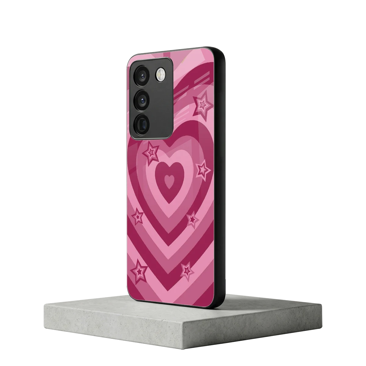 Y2K Pink Hearts X Stars vivo y200 5g mobile cover | shockproof glass phone case