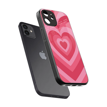 Y2K Pink Hearts sleek iphone 11 cover with tempered glass back and TPU edges