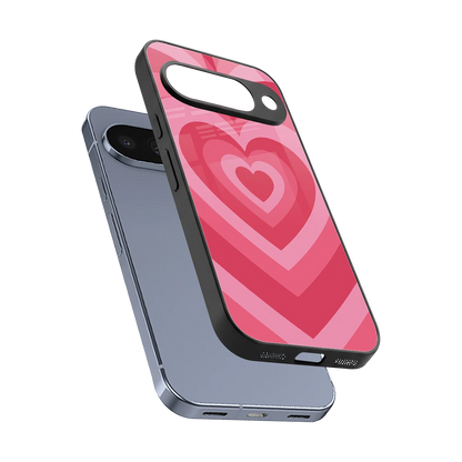 Y2K Pink Hearts sleek google pixel 10 cover with tempered glass back and TPU edges