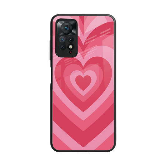 Y2K Pink Hearts back phone cover | glass case for redmi note 11 pro