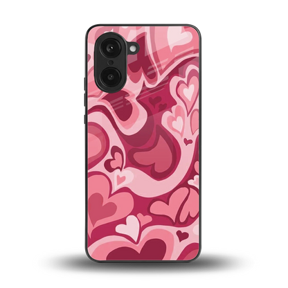 Y2K Pink Meltdown Hearts back phone cover | glass case for oneplus nord ce5 5g