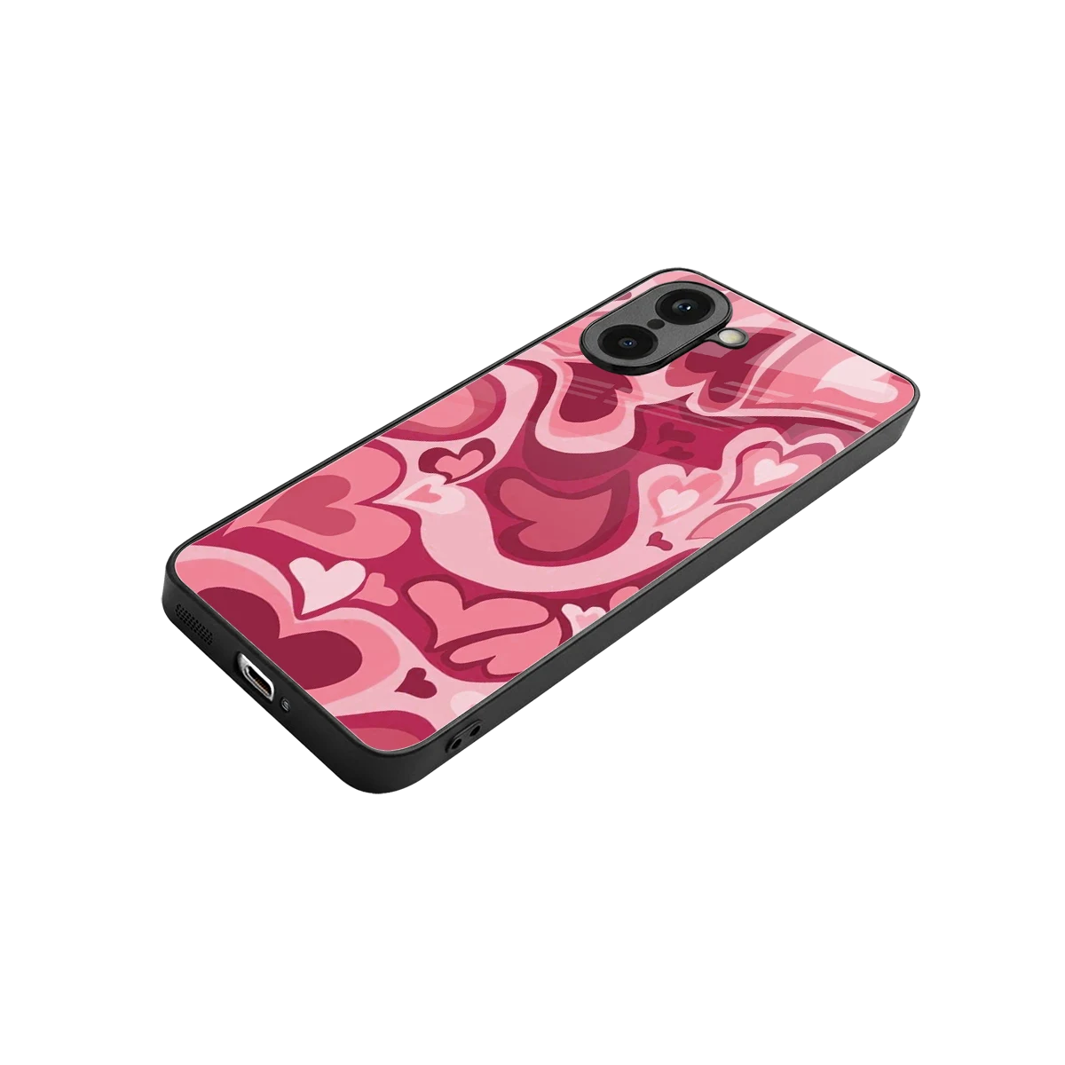 Y2K Pink Meltdown Hearts stylish phone case for oneplus nord ce5 5g | glossy glass and slim fit