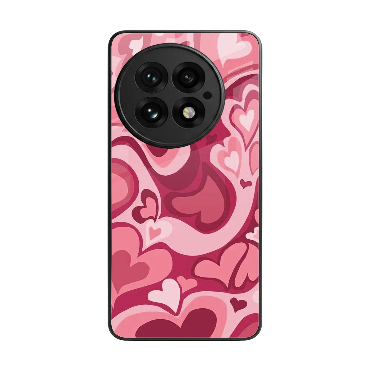 Y2K Pink Meltdown Hearts back phone cover | glass case for oneplus 13