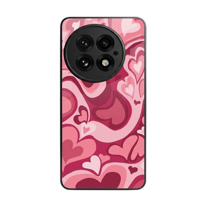 Y2K Pink Meltdown Hearts back phone cover | glass case for oneplus 13