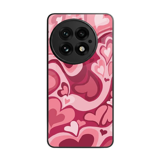 Y2K Pink Meltdown Hearts back phone cover | glass case for oneplus 13