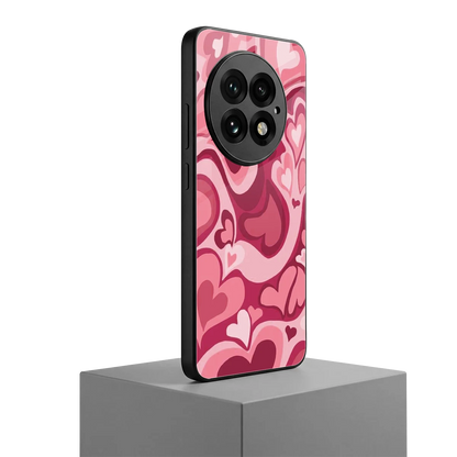 Y2K Pink Meltdown Hearts oneplus 13 mobile cover | shockproof glass phone case