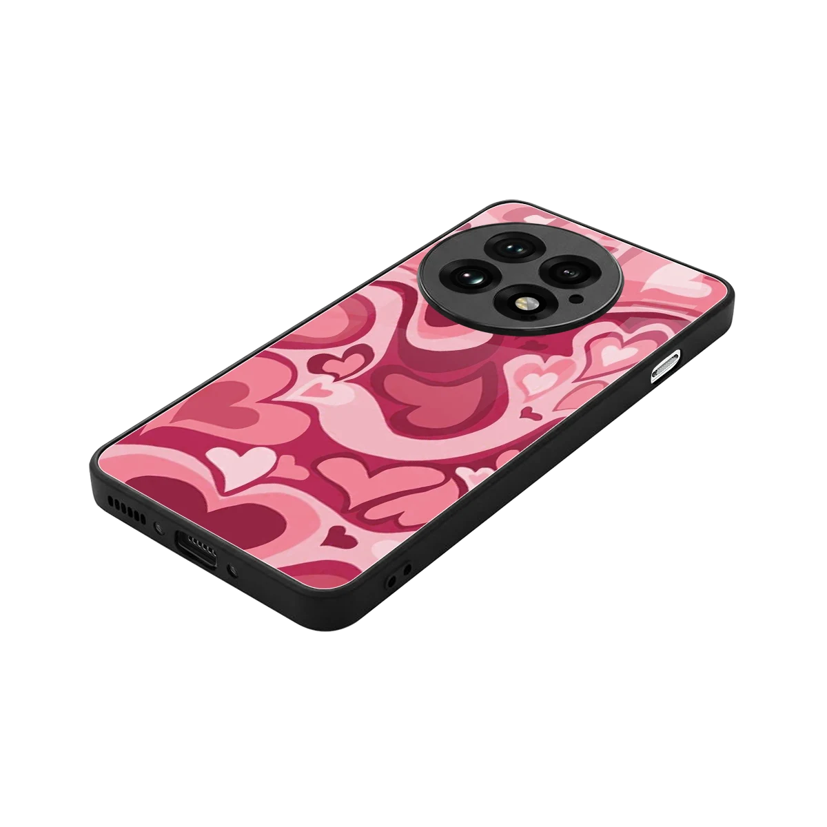 Y2K Pink Meltdown Hearts stylish phone case for oneplus 13 | glossy glass and slim fit