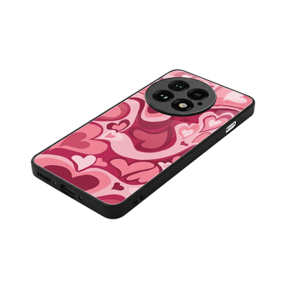 Y2K Pink Meltdown Hearts stylish phone case for oneplus 13 | glossy glass and slim fit