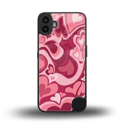 Y2K Pink Meltdown Hearts back phone cover | glass case for cmf nothing phone 1