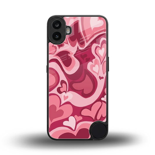 Y2K Pink Meltdown Hearts back phone cover | glass case for cmf nothing phone 1
