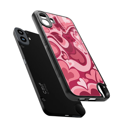 Y2K Pink Meltdown Hearts sleek cmf nothing phone 1 cover with tempered glass back and TPU edges