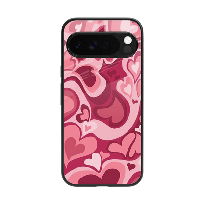 Y2K Pink Meltdown Hearts back phone cover | glass case for google pixel 10 pro xl