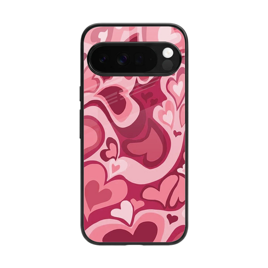 Y2K Pink Meltdown Hearts back phone cover | glass case for google pixel 10 pro xl