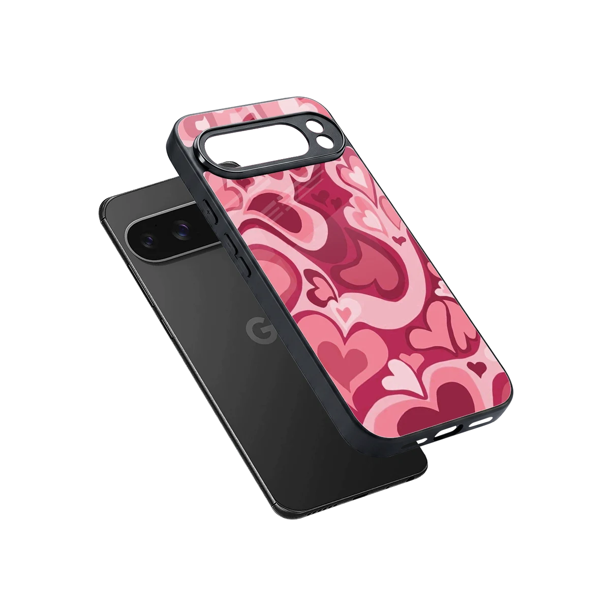 Y2K Pink Meltdown Hearts sleek google pixel 10 pro xl cover with tempered glass back and TPU edges