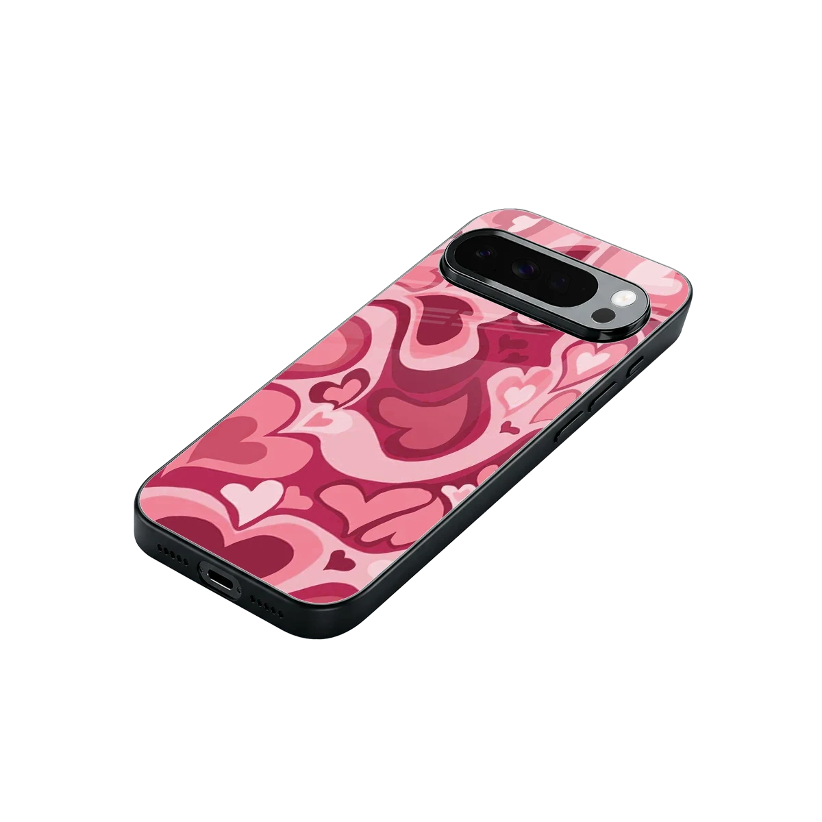 Y2K Pink Meltdown Hearts stylish phone case for google pixel 10 pro xl | glossy glass and slim fit