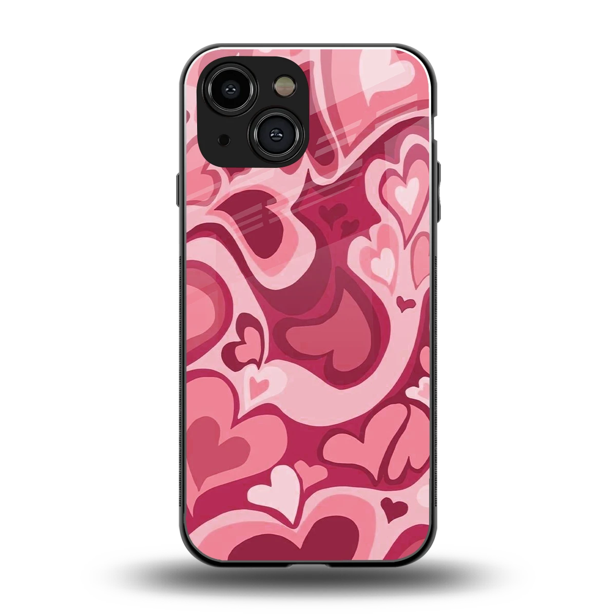 Y2K Pink Meltdown Hearts back phone cover | glass case for iphone 13 mini