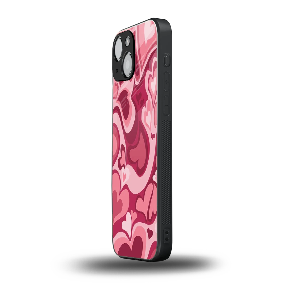 Y2K Pink Meltdown Hearts iphone 13 mini mobile cover | shockproof glass phone case