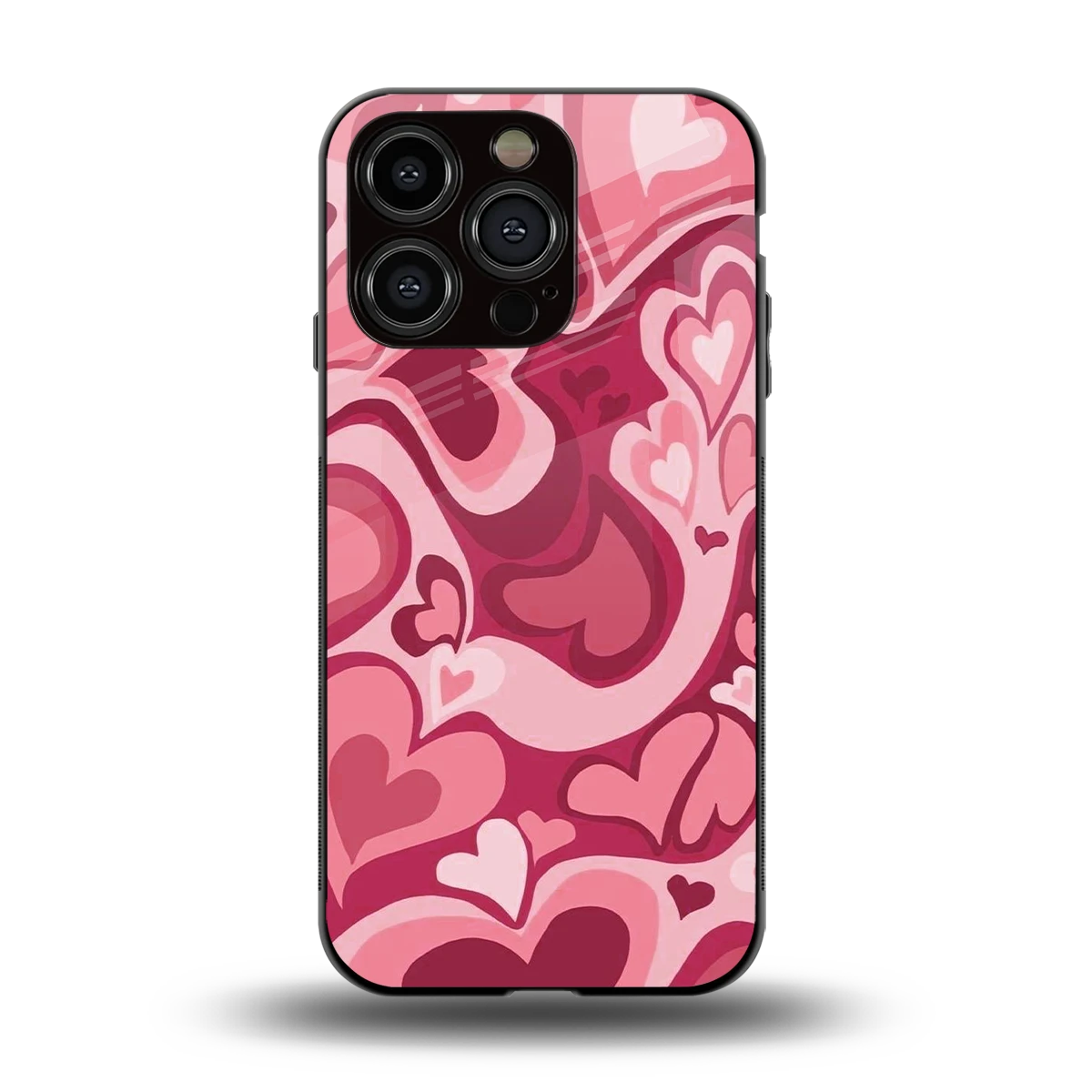 Y2K Pink Meltdown Hearts back phone cover | glass case for iphone 13 pro