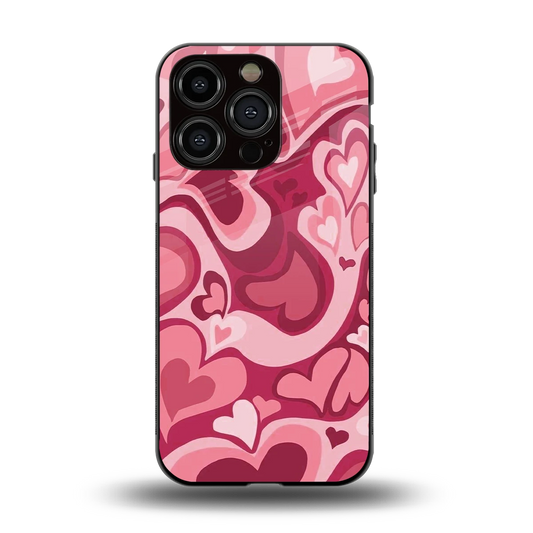 Y2K Pink Meltdown Hearts back phone cover | glass case for iphone 13 pro