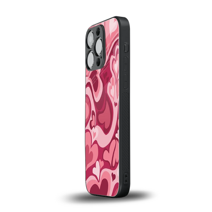 Y2K Pink Meltdown Hearts iphone 13 pro mobile cover | shockproof glass phone case