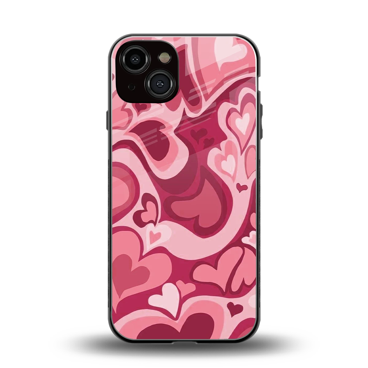 Y2K Pink Meltdown Hearts back phone cover | glass case for iphone 13