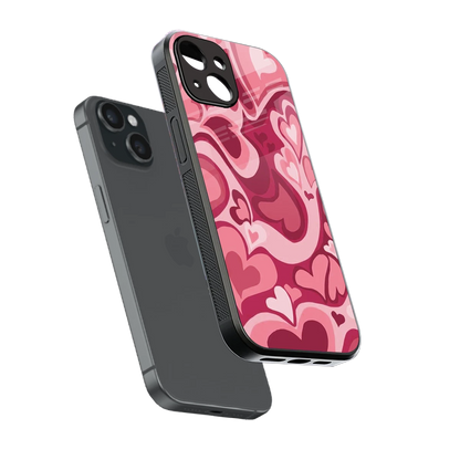 Y2K Pink Meltdown Hearts sleek iphone 13 cover with tempered glass back and TPU edges
