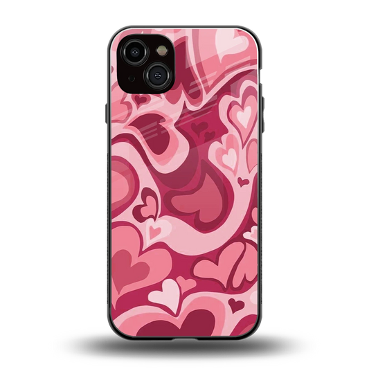 Y2K Pink Meltdown Hearts back phone cover | glass case for iphone 14 plus