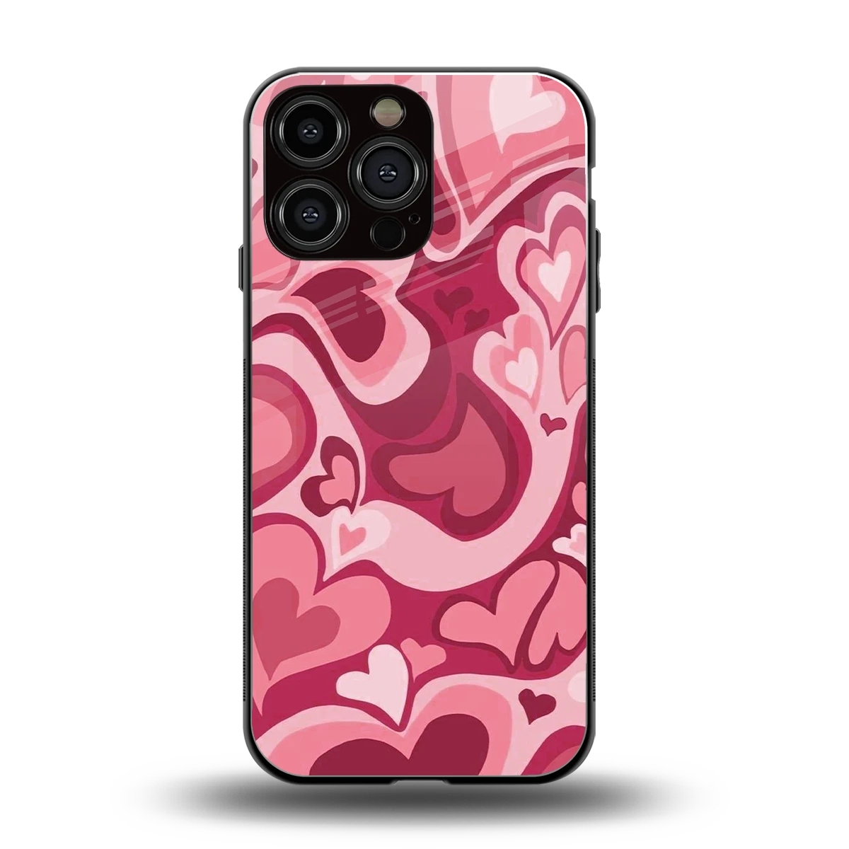 Y2K Pink Meltdown Hearts back phone cover | glass case for iphone 15 pro max