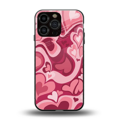 Y2K Pink Meltdown Hearts back phone cover | glass case for iphone 15 pro max