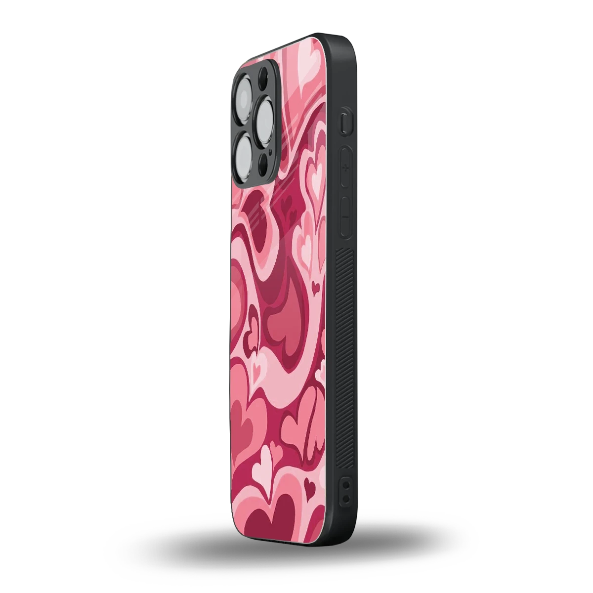 Y2K Pink Meltdown Hearts iphone 15 pro max mobile cover | shockproof glass phone case