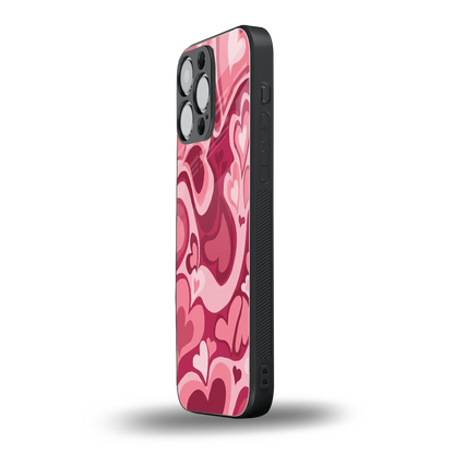 Y2K Pink Meltdown Hearts iphone 15 pro max mobile cover | shockproof glass phone case