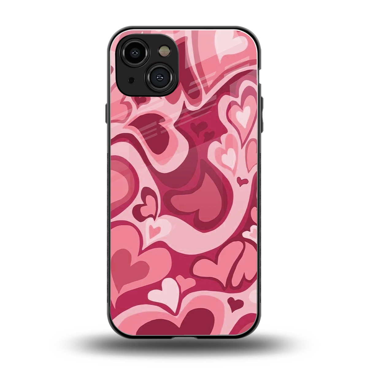Y2K Pink Meltdown Hearts back phone cover | glass case for iphone 15