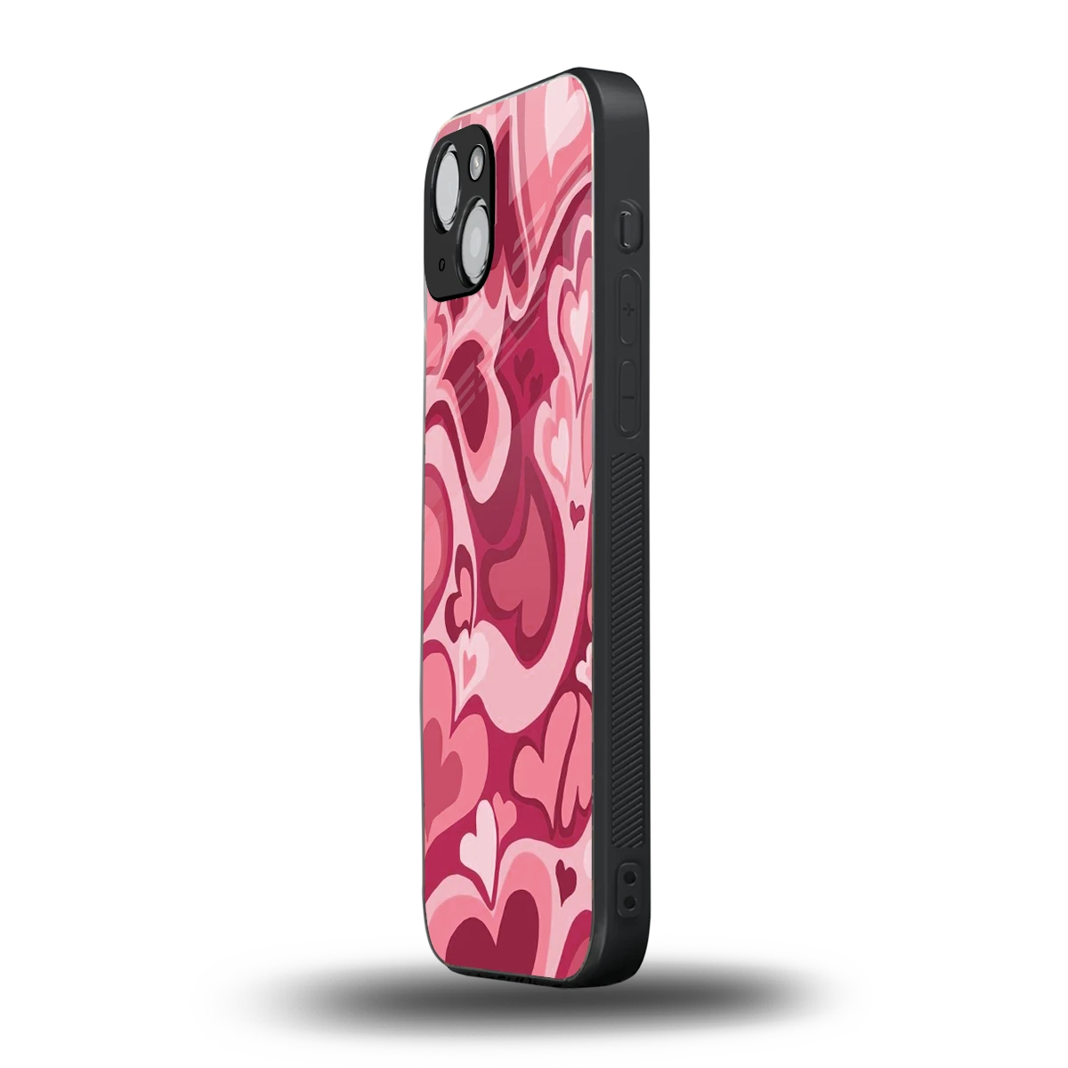 Y2K Pink Meltdown Hearts iphone 15 mobile cover | shockproof glass phone case