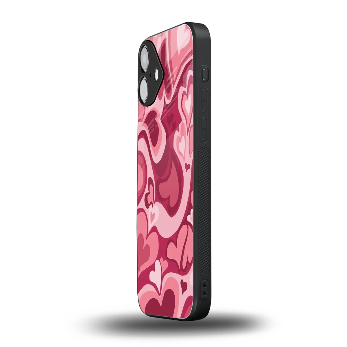 Y2K Pink Meltdown Hearts iphone 16 plus mobile cover | shockproof glass phone case