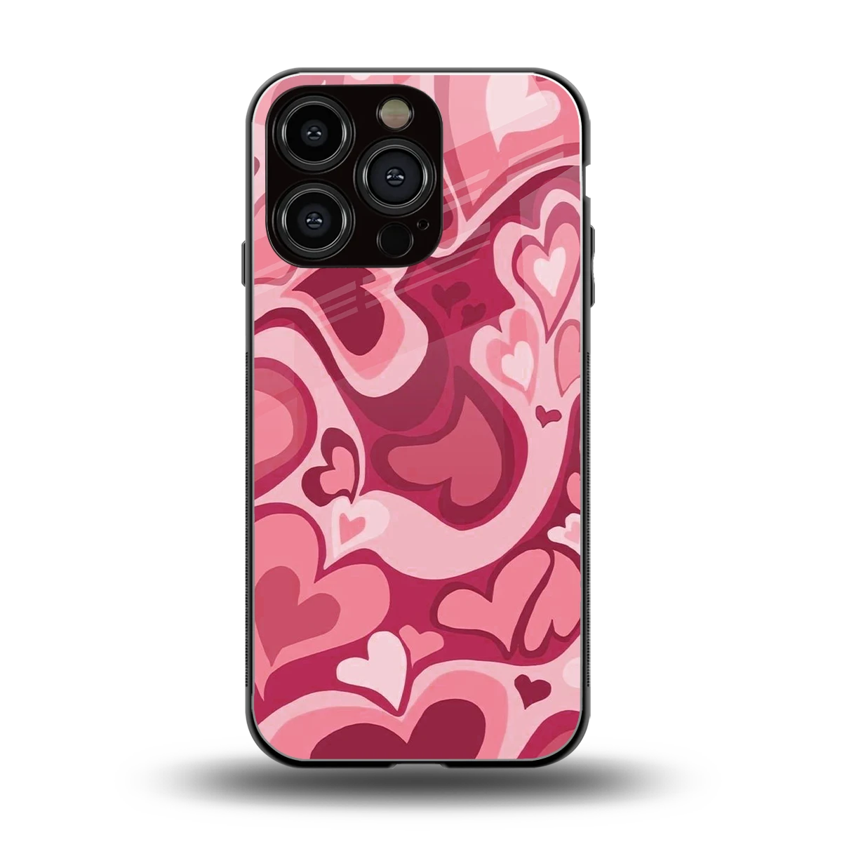 Y2K Pink Meltdown Hearts back phone cover | glass case for iphone 16 pro