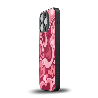 Y2K Pink Meltdown Hearts iphone 16 pro mobile cover | shockproof glass phone case