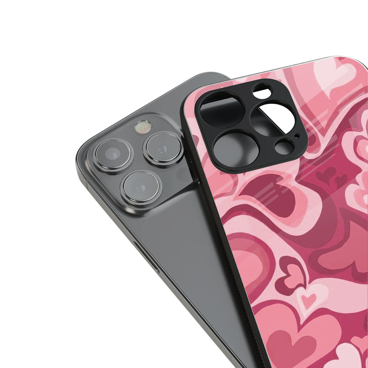 Y2K Pink Meltdown Hearts Phone Case for Iphone 16 | Glass Case
