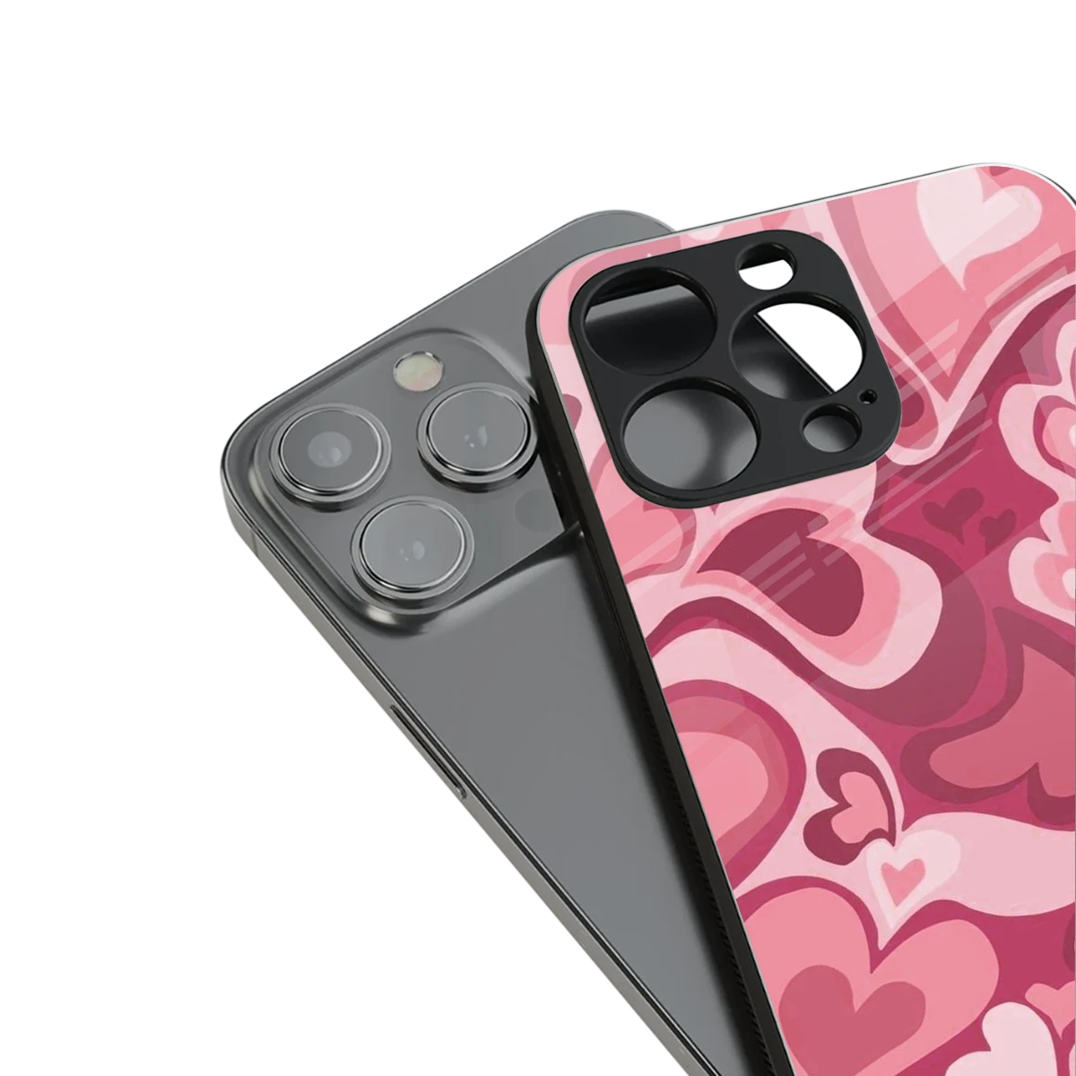 Y2K Pink Meltdown Hearts stylish phone case for iPhone 16 | glossy glass and slim fit