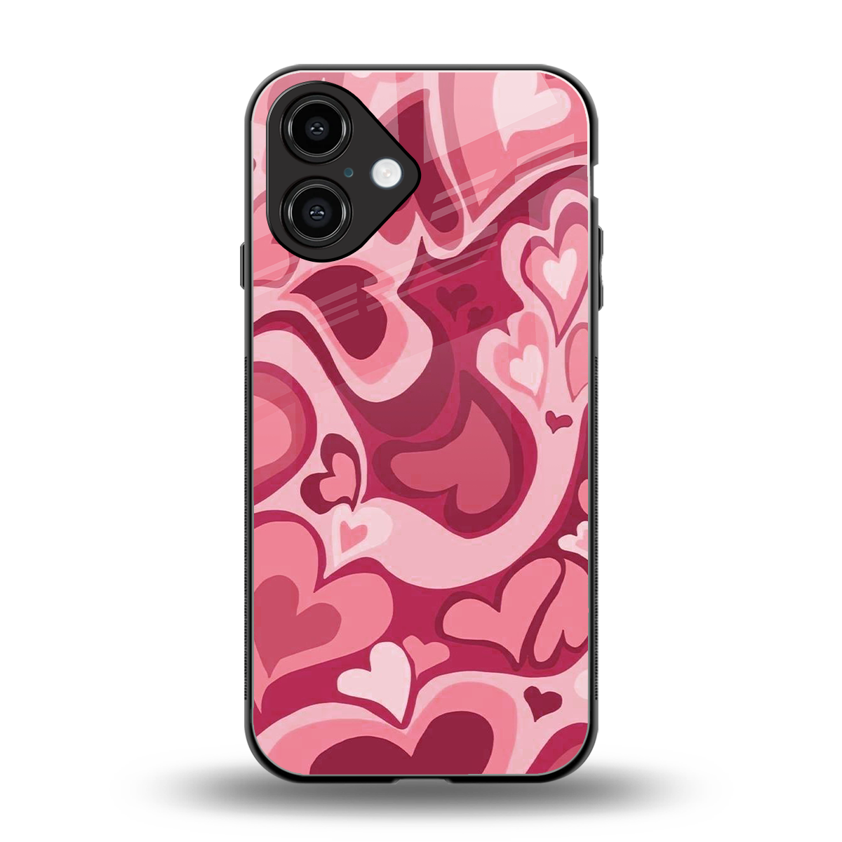 Y2K Pink Meltdown Hearts Phone Case for Iphone 16 | Glass Case