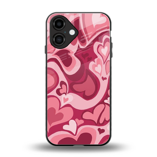 Y2K Pink Meltdown Hearts Phone Case for Iphone 16 | Glass Case