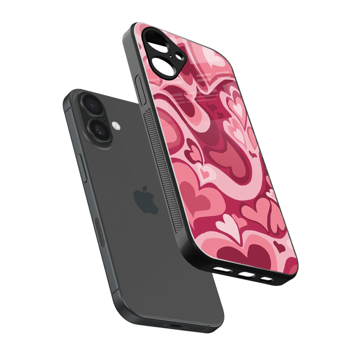 Y2K Pink Meltdown Hearts Phone Case for Iphone 16 | Glass Case